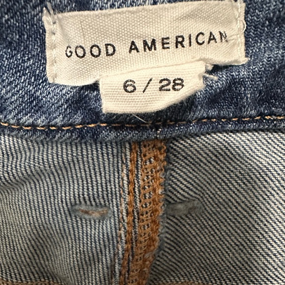 Good American Women's Good Waist Distressed Palazzo Jeans Size 28 Wide Leg - Picture 6 of 8